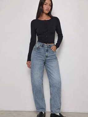 Vintage S.O.N.G. Mid Rise Barrel Jeans | 90s Acid Wash Horseshoe Denim Size 26